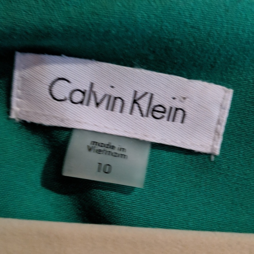 LIKE NEW Calvin Klein A-line emerald green dress - Picture 5 of 8